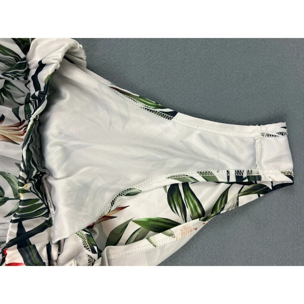 Tropical Floral Maxi Skirt Swim Bottom & Cover Up Boho‎ Beach Vacation White XS